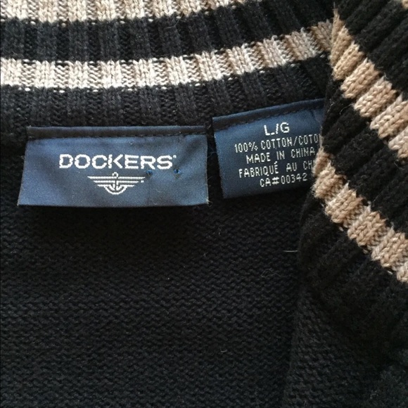 Dockers Men’s Half Zip Sweater Black Tan Large Cotton - Picture 12 of 16